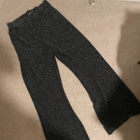 Zara Black and Silver Diamante Shimmer Flare Pant - Picture 3 of 6
